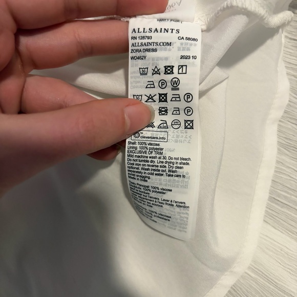 AllSaints Zora Dress Mini Tiered Lace Long Sleeve White 10 - Picture 12 of 12